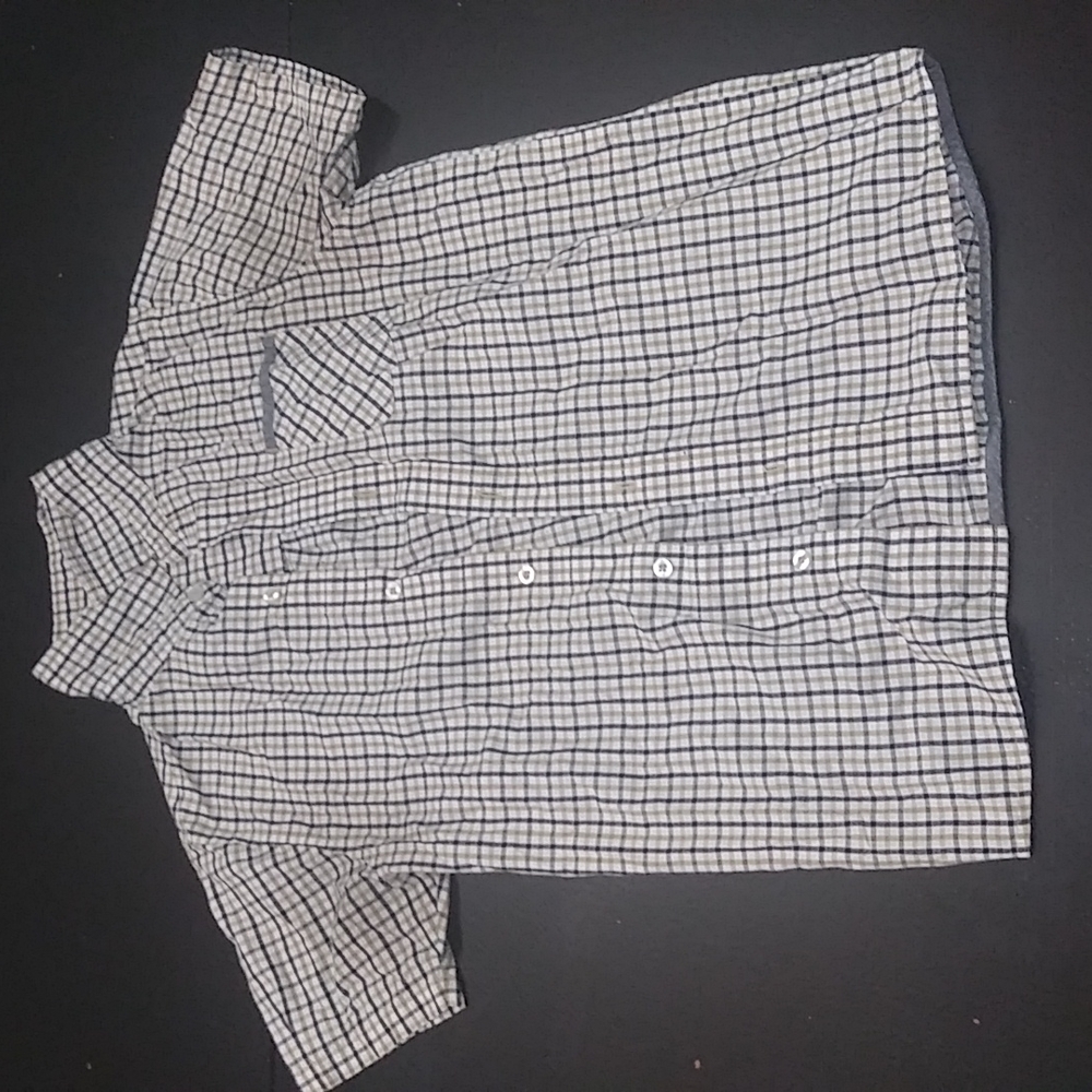 Yellow, black, and white button down Kids Medium